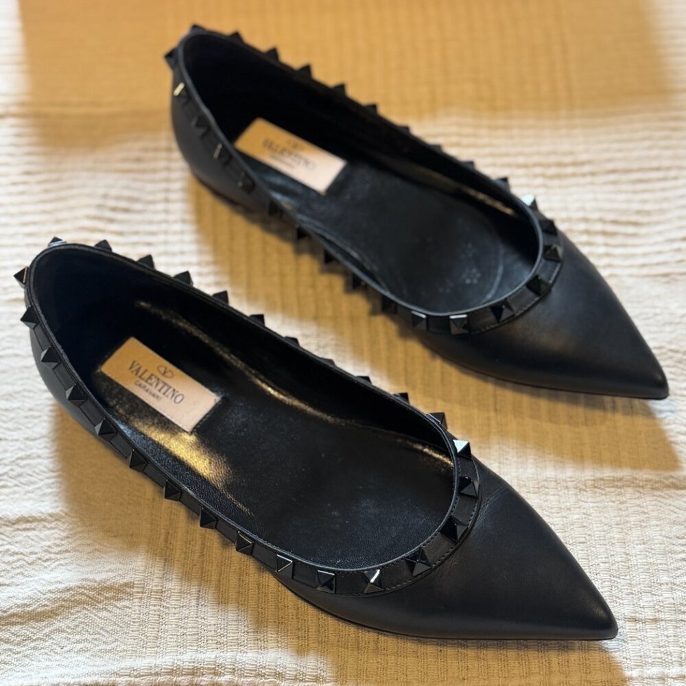 Valentino Garavani Rockstud Noir Ballet Flats Black Size 37- US 7 - Picture 4 of 8